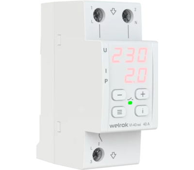 Реле напряжения с контролем тока Welrok VI-40 red
