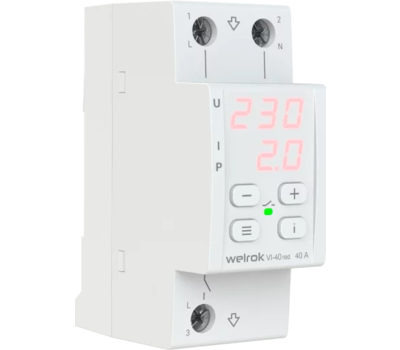 Реле напряжения с контролем тока Welrok VIP-40 red