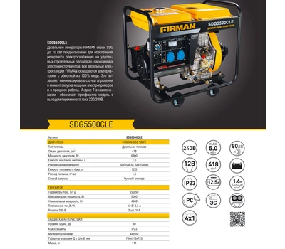 Дизельный генератор FIRMAN SDG5500CLE
