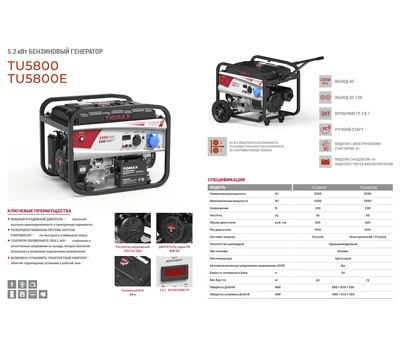 Бензиновая электростанция TIGMAX TU5800E